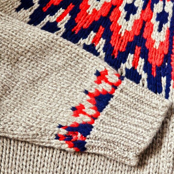 BROOOK BROTHERS Hand Knit Merino Wool Thick Fair Isle Full Zip Sweater XL $348 - Picture 6 of 10